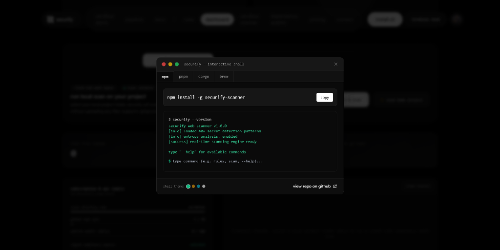 Securify Interactive Shell Modal